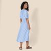 Women's Relaxed Fit Half-Sleeve Waisted Midi A-Line Dress