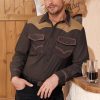 Mens Western Shirts Long Sleeve Cowboy Shirts for Men Casual Button Down Shirts Country Shirt