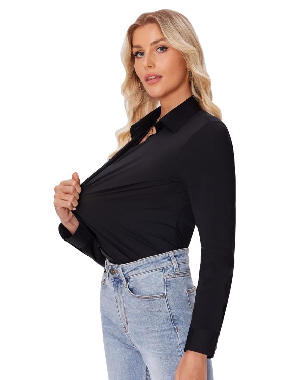 Button Down Shirts for Women Slim fit Long Sleeve Stretch Dress Shirts Work Shirt Wrinkle Free Office Blouses