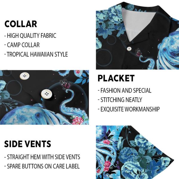 - Octopus Hawaiian Shirt Short Sleeve Aloha Beach Shirt Summer Casual Button Down Shirts Full Size S-5XL
