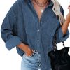 Womens Corduroy Button Down Shirts Boyfriend Long Sleeve Oversized Blouses Tops