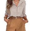 Striped Button Down Shirts for Women Dress Shirts Long Sleeve Casual Collared Office Work Shirt with Pocket