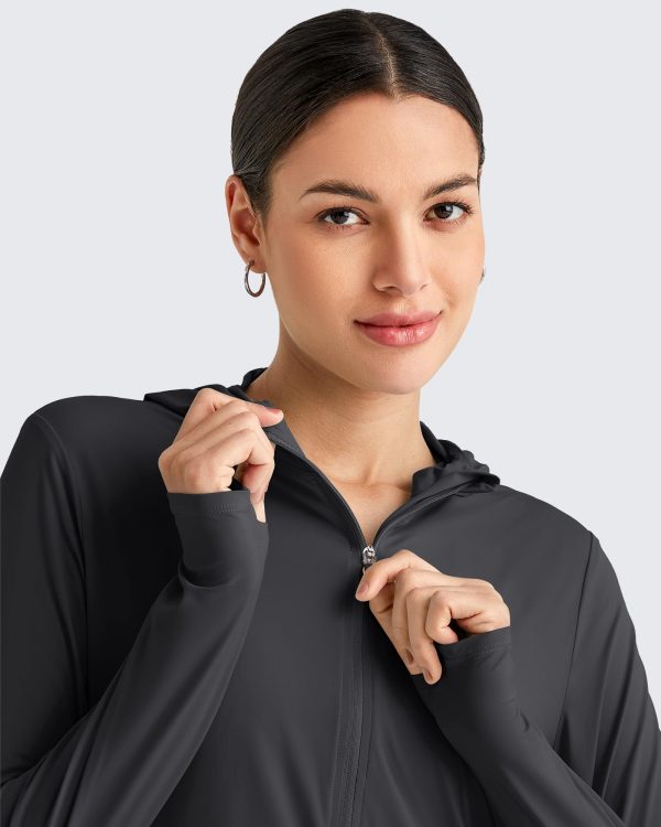 Lightbreeze Womens UPF 50+ Sun Shirts with Hoodie Long Sleeve Workout Tops Half Zip Rash Guard Hiking Fishing