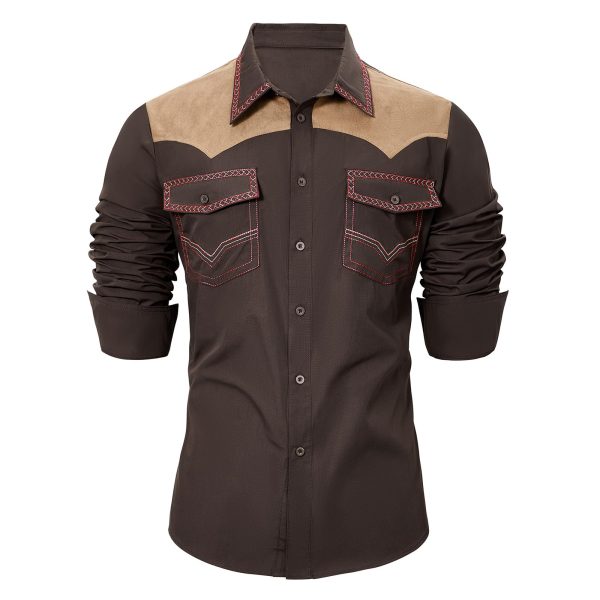 71ftI2B8IXL.jpg Mens Western Shirts Long Sleeve Cowboy Shirts for Men Casual Button Down Shirts Country Shirt