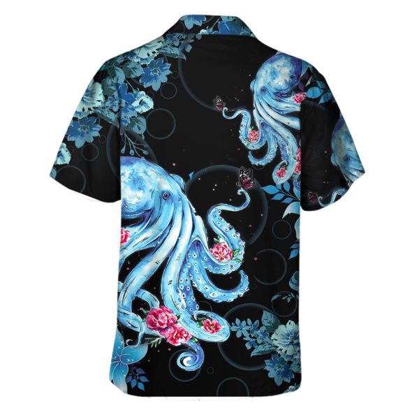 - Octopus Hawaiian Shirt Short Sleeve Aloha Beach Shirt Summer Casual Button Down Shirts Full Size S-5XL