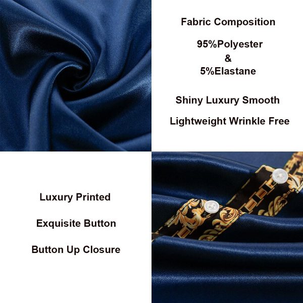 Mens Short Sleeve Button Down Shirts Casual Stretch Satin Silk Hawaiian Beach Shirt