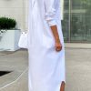 Shirt Dresses for Women Casual Long Sleeve Cotton Button Down Maxi Dresses