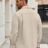Men's Casual Shirt Jacket Linen Button Down Shirt Long Sleeve Lightweight Shacket with Pockets