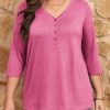 71iVq7KakaL.jpg Women Plus Size Tops V Neck 3/4 Sleeve Casual T Shirts Loose Basic Tunic Tees