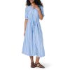 Women's Relaxed Fit Half-Sleeve Waisted Midi A-Line Dress