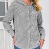 Womens Button Down Shirts Striped Long Sleeve Casual Collared Office Business Work Spring Blouses Tops
