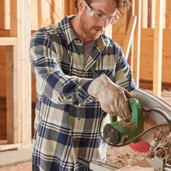 Men's Buck Camp Flannel, Long Sleeve Plaid Button Down Casual Shirt, Corduroy Cuffs