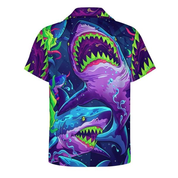 71nKJKIZN9L.jpg Mens Hawaiian Shark Shirts Short Sleeve Button Up Beach Summer Button Down Hawaiian Trippy Shirt for Men Women