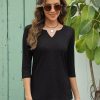 Womens V Neck 3/4 Sleeve T-Shirts Solid Color Casual Basic Tops Summer 2024 Tees Blouses Loose Fit Pullover 2024
