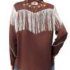 Women's Floral Embroidered Fringe Western Shirts Rodeo Cowgirl Button Down Blouse Tops Country Style Outfits