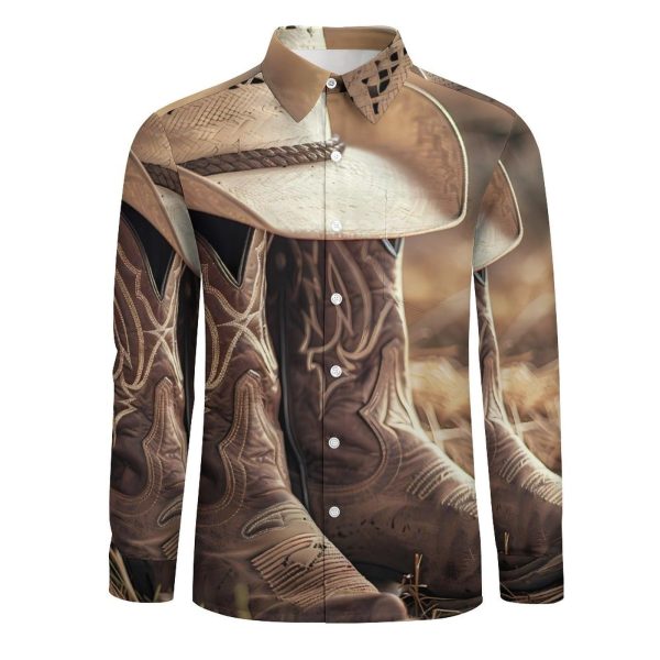 71odasEAxmL.jpg Western Vintage Denim Style Men's Dress Shirts Long Sleeve Golf Shirts Casual Button Down T-Shirt for Athletic Business