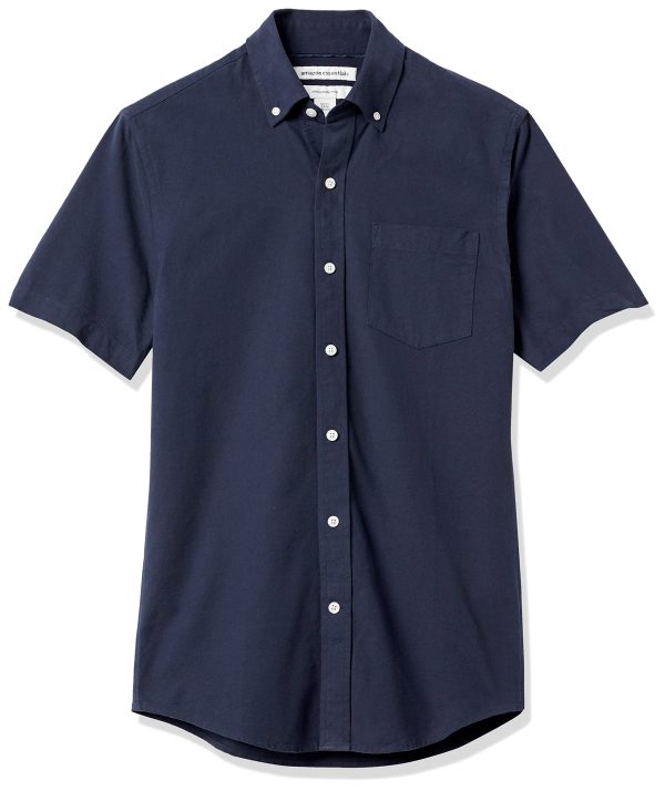 Men's Button-Up Shirts - Slim-Fit Short-Sleeve Pocket Oxford - Comfort and Style