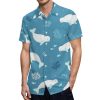 Fantastic Beluga Whale Button Down Shirt Men Short Sleeve T Shirts Casual Tee Summer Top