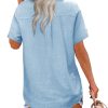 Button Down Shirt Women Cotton Short Sleeve Blouses V Neck Collared Button Up Summer Beach Tops