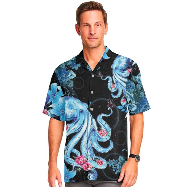 - Octopus Hawaiian Shirt Short Sleeve Aloha Beach Shirt Summer Casual Button Down Shirts Full Size S-5XL