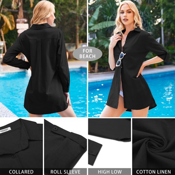 Women Boyfriend Shirts Button Down Long Sleeve Blouse Cuffed Sleeve Collared Shirt