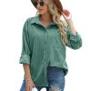 Womens Corduroy Button Down Shirt Casual Oversized Long Sleeve Blouses Tops