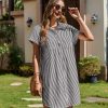 Women's Summer Dress 2025 Cotton Button Down Short Sleeve Tshirt Dresses Casual Flowy V Neck Loose Mini Beach Dress