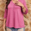 8181SRPbvLL.jpg Women Plus Size Tops V Neck 3/4 Sleeve Casual T Shirts Loose Basic Tunic Tees