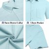 Men's Button Down Short Sleeve Shirt Casual Cotton Summer Beach Linen Wedding Shirts with Pocket