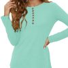 Women's Waffle Knit Tops Casual Long Sleeve Blouses Slim Fit Button Down V Neck Henley Shirt