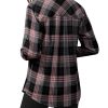 Flannel Shirt Women Plaid Shirts Button Down Long Sleeve Oversized Cotton Boyfriend Casual Roll Up Blouse Tops