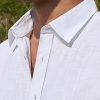 Linen Shirts for Men Short Sleeve Button Down Shirts Summer Beach Casual Linen Button Up Shirt Vacation Wedding