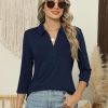Women's 3/4 Length Sleeve V-Neck Collared Tops Summer Business Casual Work Polo Shirts 2025