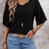 Womens Blouses Ruffle Short Sleeve T Shirts V Neck Double Tiered Bell Sleeve Top Spring Summer Fashion Clothes Cute Tunic
