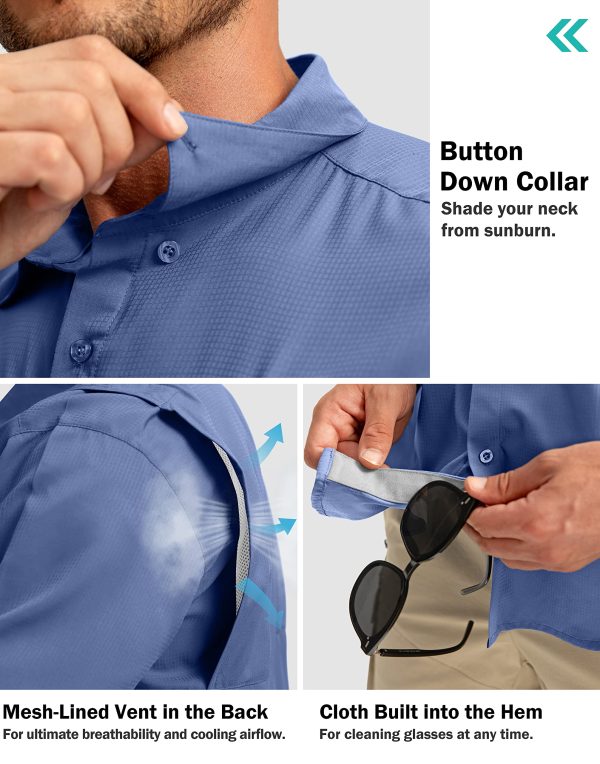 Men's Fishing Shirts with Zipper Pockets UPF 50+ Lightweight Cool Short Sleeve Button Down Shirts for Men Casual Hiking