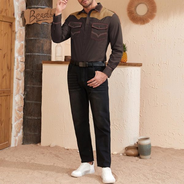 81LyVWhp3vL.jpg Mens Western Shirts Long Sleeve Cowboy Shirts for Men Casual Button Down Shirts Country Shirt