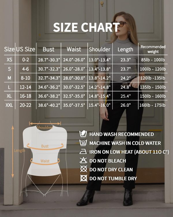 81M8mhQncGL.jpg Women's Mock Turtle Neck Slim Fit Half Elbow Short 3/4 Short Long Sleeve T Shirts Tight Tops Tee