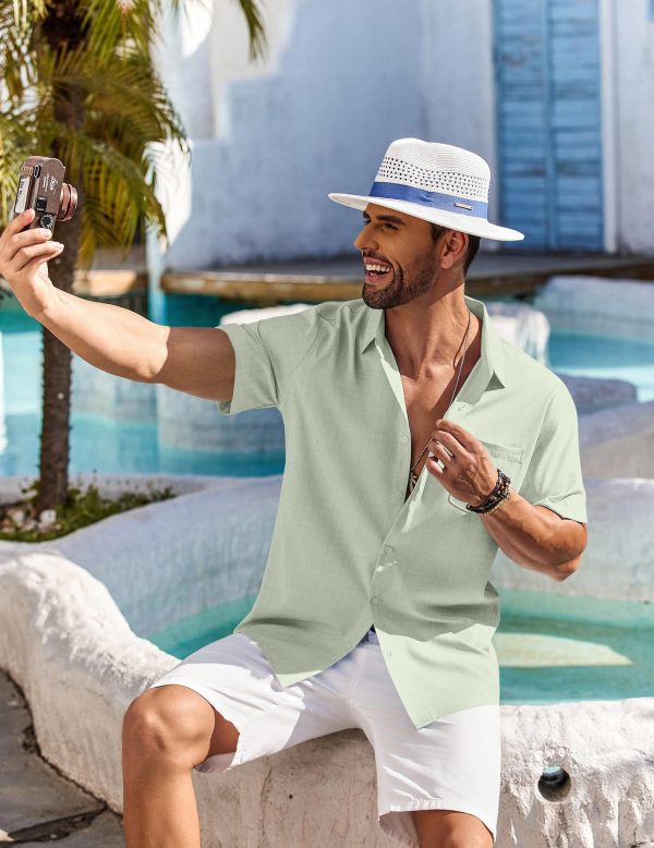 Shirts for Men Short Sleeve Button Down Shirt Casual Summer Beach Shirts