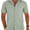 Mens Button Down Shirt Short Sleeve Casual Shirts Beach Summer Linen Shirts Wedding Vacation Shirt