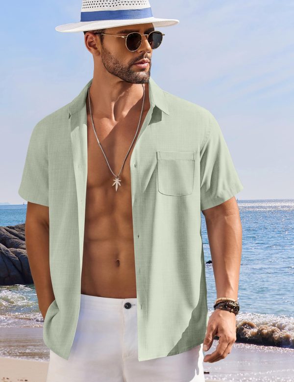 Shirts for Men Short Sleeve Button Down Shirt Casual Summer Beach Shirts