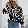 Womens Button Down Shirts Smocked Cuffed Blouses Printed Lantern Shirt Long Sleeve Tops Casual Collar Business Fashion