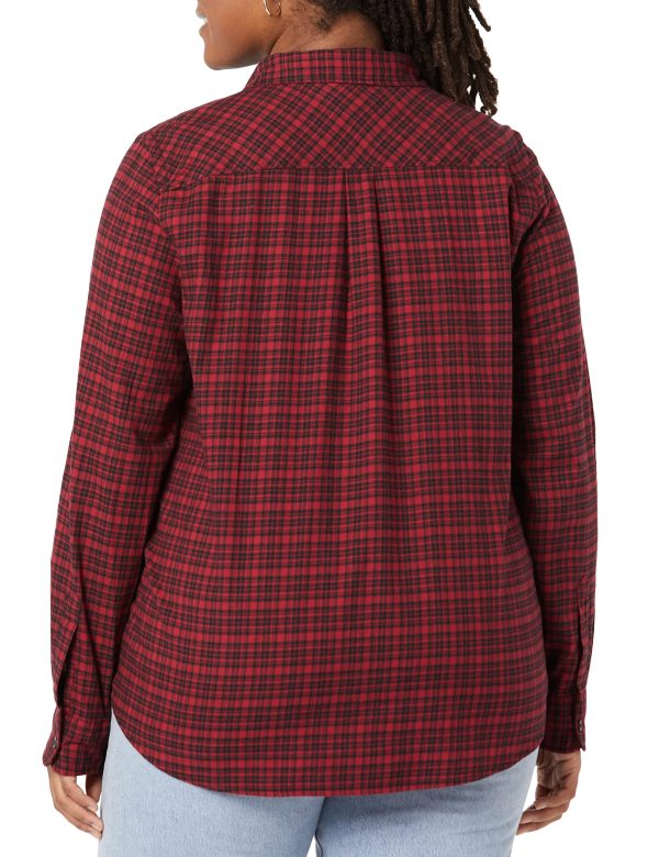81R3AC8GxUL.jpg Women's Classic-Fit Long-Sleeve Lightweight Plaid Flannel Shirt