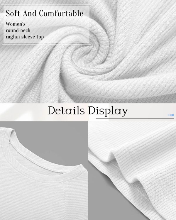 3 Pack Women's Half Sleeve Cotton Ribbed Shirts, Slim Fit Crew Neck Tops Basic Layer Solid Color Summer Work Tees