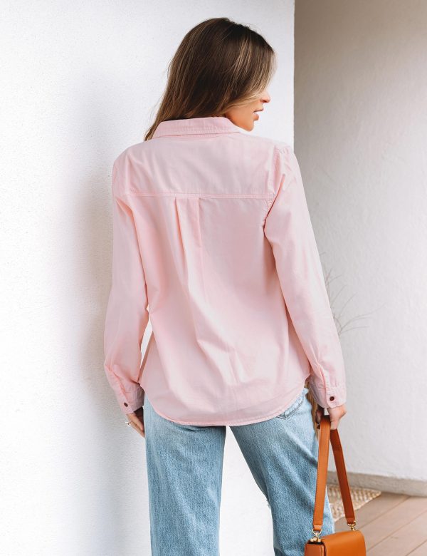Denim Shirt Women Chambray Jean Western Shirts Long Sleeve Button Down Tops
