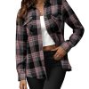 Flannel Shirt Women Plaid Shirts Button Down Long Sleeve Oversized Cotton Boyfriend Casual Roll Up Blouse Tops