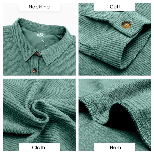 Womens Corduroy Button Down Shirt Casual Oversized Long Sleeve Blouses Tops