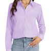 Womens Button Down Shirt Long Sleeve Dress Shirts Stretch Solid Work Blouse Collared Shirts for Business Office