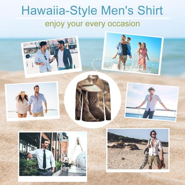 81hcVh0yJLL.jpg Western Vintage Denim Style Men's Dress Shirts Long Sleeve Golf Shirts Casual Button Down T-Shirt for Athletic Business