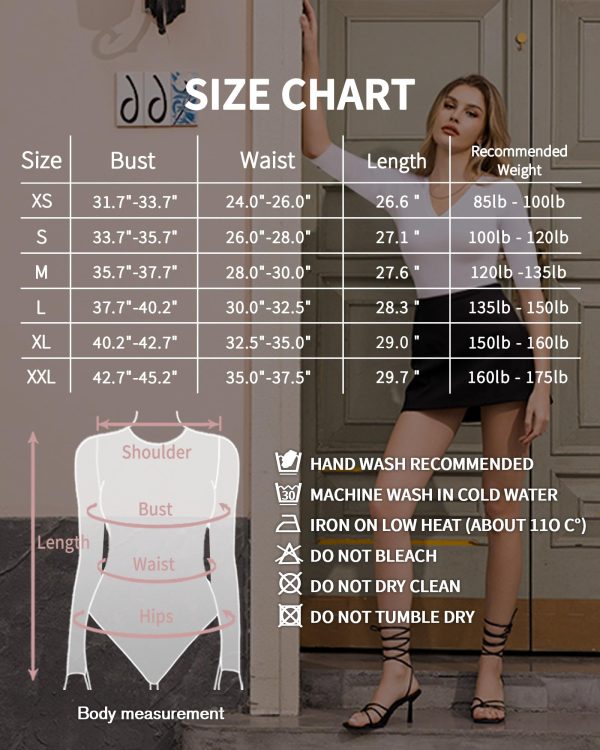 81hlKHlc1lL.jpg Half Sleeve Bodysuit V Neck Bodysuit Shirts for Women