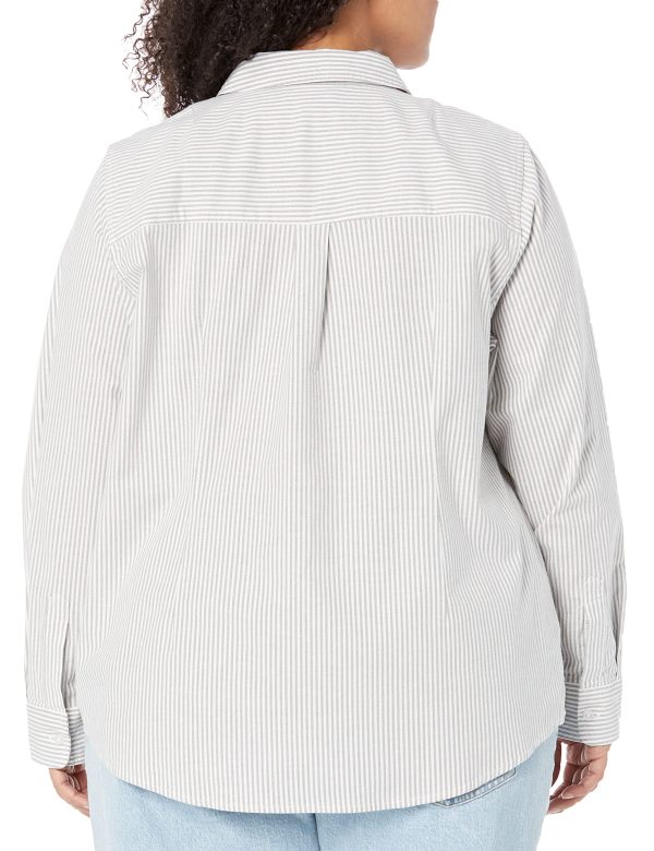 81kqJV7K8L.jpg Women's Long Sleeve Button Down Stretch Oxford Shirt (Available in Plus Size)